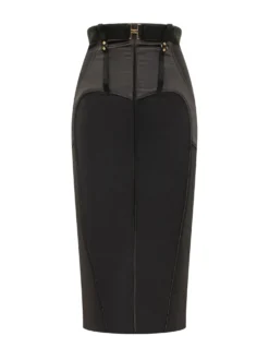 Midi Skirt with Belt and Seams