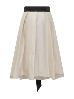 Midi Skirt with Contrast Belt