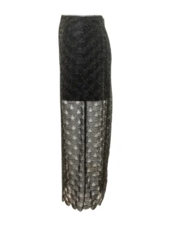 Midi Skirt with Fan Pattern Embroidery