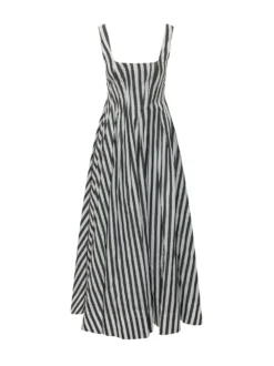 Midi Striped Dress with Straps