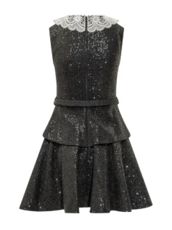Mini Dress with Embroidered Collar