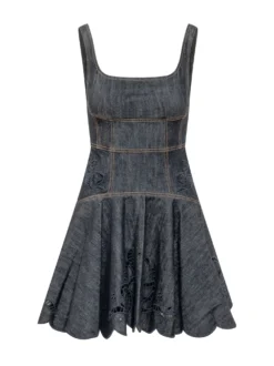 Mini Dress with Floral Embroidery