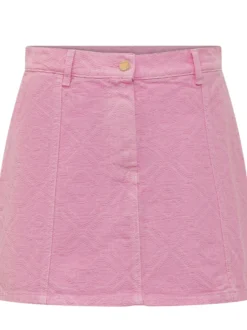 Mini Skirt with High Waist and Button