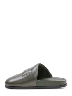 Mules with Smooth Upper and Logo