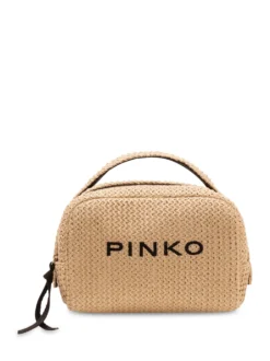 Necessaire Raffia Pouch with Zip and Logo