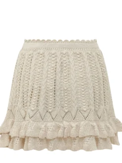 Nelle Knit Skirt with Ruffles and Openwork Pattern