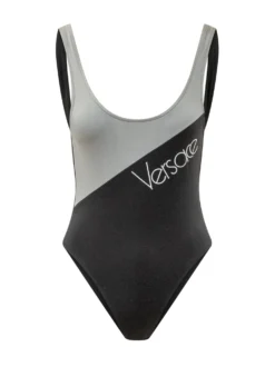 One Piece Swimsuit with Diagonal Motif