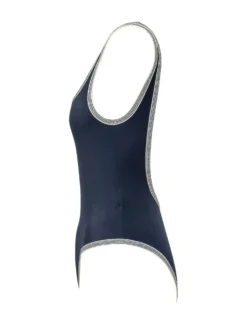 One Piece Swimsuit with Geometric Trims