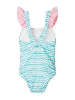 One Piece Swimsuit with Ruffled Straps and Print