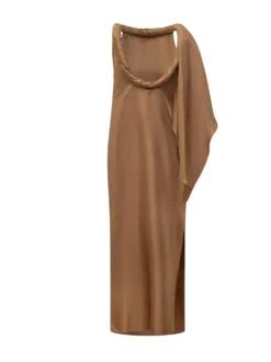 One-Shoulder Maxi Dress with Twisted Collar