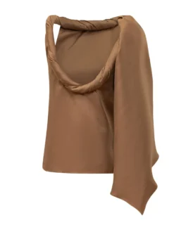 One-Shoulder Top with Twisted Collar and Draped Detail