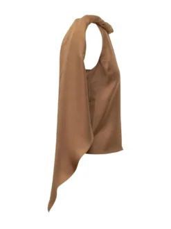 One-Shoulder Top with Twisted Collar and Draped Detail