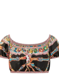 Ornamental Print Cropped Top