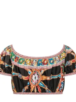 Ornamental Print Cropped Top