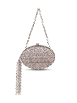Oval Crystal Embellished Clutch