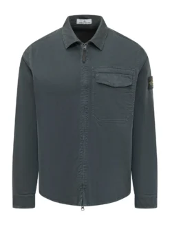Overshirt Con Zip E Tasca Sul Petto