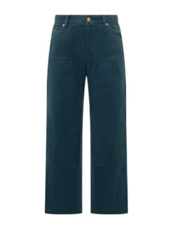 Pant Denim a Gamba Ampia con Tasche