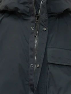 Parka Corto con Cappuccio e Tasche Utility
