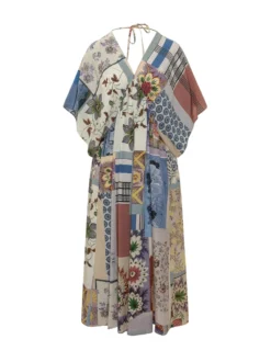 Patchwork Print Midi Dress