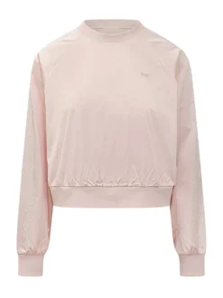 Pearl Crew Neck Sweatshirt with Logo and Sleeve Embellishments