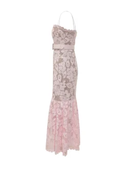 Pink Lace Midi Dress