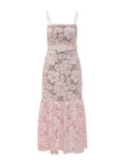 Pink Lace Midi Dress