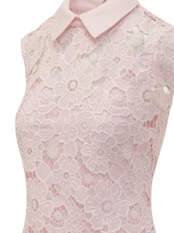 Pink Lace Mini Dress with Collar