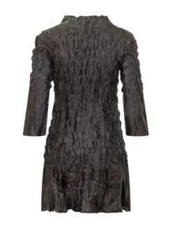 Pleated Dress with High Neck and Long Sleeves