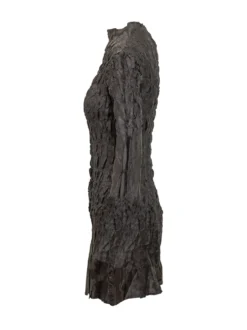 Pleated Dress with High Neck and Long Sleeves