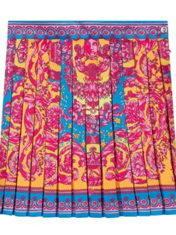 Pleated Skirt with Baroque Print