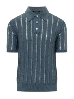 Polo in Maglia Traforata a Maniche Corte