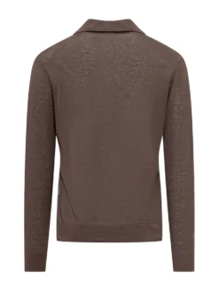 Polo Neck Sweater with Geometric Pattern