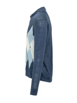 Polo Neck Sweater with Geometric Pattern