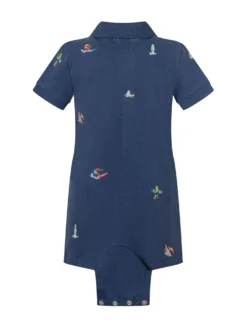 Polo Romper with Embroidery