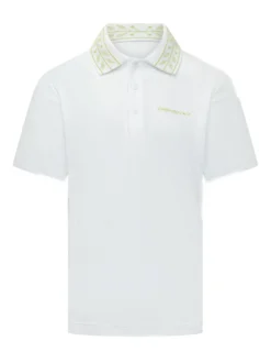 Polo Shirt with Embroidered Leaf Collar