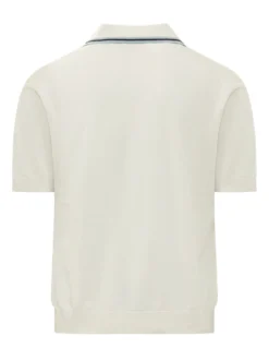 Polo Top with V Neck and Striped Trims