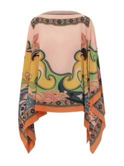 Poncho with Pattern Print