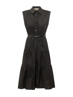 Poplin Midi Shirt Dress with Belt