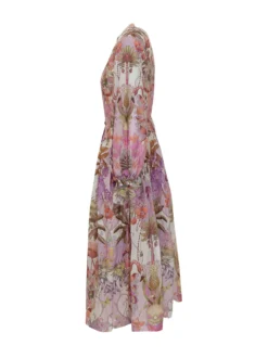 Printed Long Sleeve Midi Dress