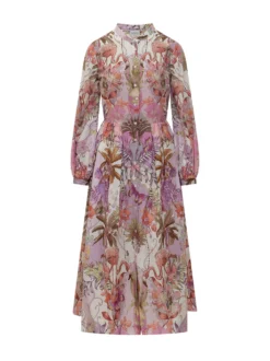 Printed Long Sleeve Midi Dress