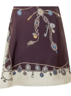 Printed Mini Skirt with Accessory Motif