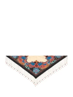 Printed Scarf with Fine Fringe