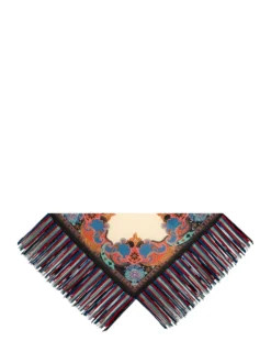 Printed Scarf with Long Fringe