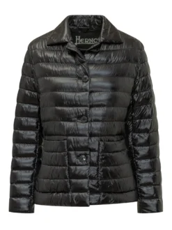Quilted Puffer Jacket with Shirt Collar