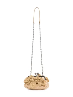 Raffia Clutch Bag with Floral Appliqués