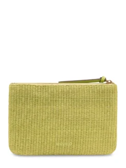 Raffia Pouch with Zip and Logo