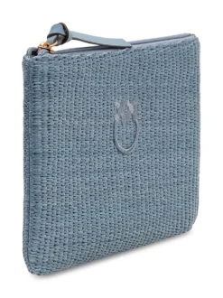 Raffia Pouch with Zip and Logo