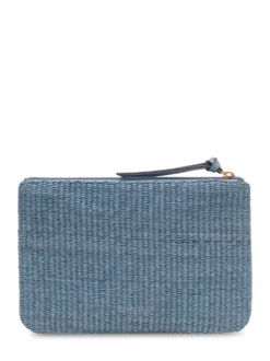 Raffia Pouch with Zip and Logo