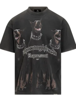 Represent Black T-Shirt with Doberman Print