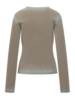 Ribbed Long Sleeve Top with Logo